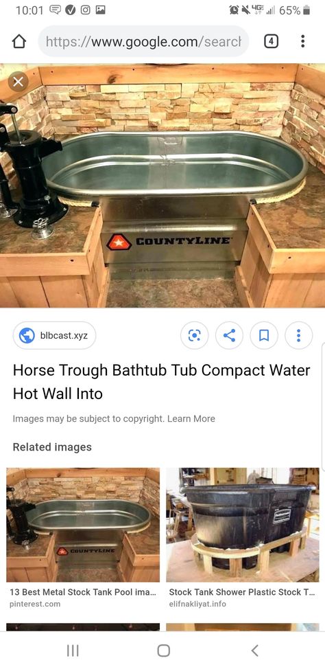 Feed Trough Bathtub, Water Trough Bathtub Bathroom, Horse Trough Bathtub Bathroom, Washtub Shower Ideas, Galvanized Stock Tank Bathtub, Trough Tub Bathtubs, Stock Tank Bathtub Diy Bathroom, Cow Trough Bathtub, Stock Tank Bathtub Diy