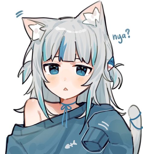 Shark Girl Pfp, Catgirl Pfp, Kane Pixels, Cat Shark, Blue Pfp, Hololive Fanart, Shark Girl, Cute Profile, Girl Pfp