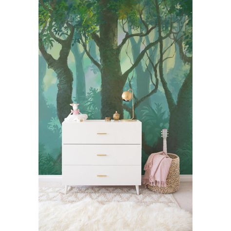 Nursery Green, Wallpaper Illustration, Forest Wall Mural, Bedroom Murals, Green Nursery, Forest Painting, Brick Wallpaper, Wood Wallpaper, Kids Nursery Decor