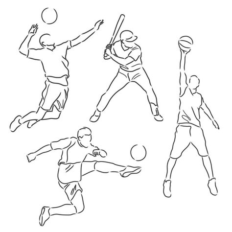 Sports athletes sketch collection Sport Drawing Ideas Art, Sport Drawing Ideas, Sport Drawing, Sports Drawing, Sketchbook Assignments, Buddha Tattoo Design, Sports Drawings, Drawing Pictures, Human Figure Drawing