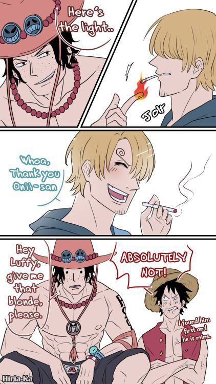 Acesan One Piece, Ace X Sanji, Sanji X Ace, Zoro X Sanji, Ace One Piece, One Piece Fan Art, One Piece Meme, One Piece Ace, The Pirate King