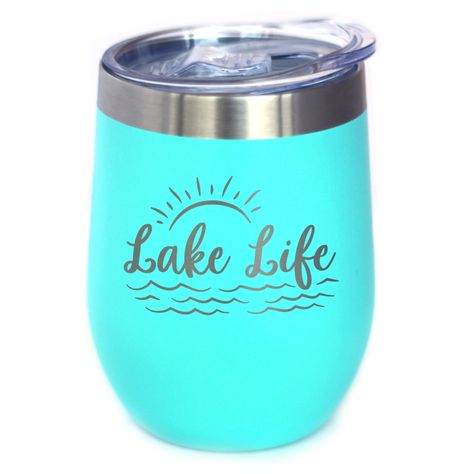 Sip in style with our Lake Life insulated wine tumbler, perfect for those who love the great outdoors and a good glass of wine. Whether lounging by the lake or cozying up at the lake house, this teal 12 oz tumbler is a must-have for any wine-loving adventurer. Features Double walled insulated design helps keep drinks cool or hot for hours Vacuum sealed thermal insulation makes all drinks portable All Bevvee tumblers come with a spill proof sliding lid to keep up with your busy life Vibrant & colorful powder coating prevents the tumbler from sweating Each tumbler is indivisually gift boxed for safe delievery This 12 oz tumbler is etched (not printed) in our shop in Northern Colorado so the saying will never wear off Lake House Gifts, Drinkware Sets, Northern Colorado, Engraved Tumbler, Lake House Decor, At The Lake, House Gifts, Great Housewarming Gifts, Kitchen Products