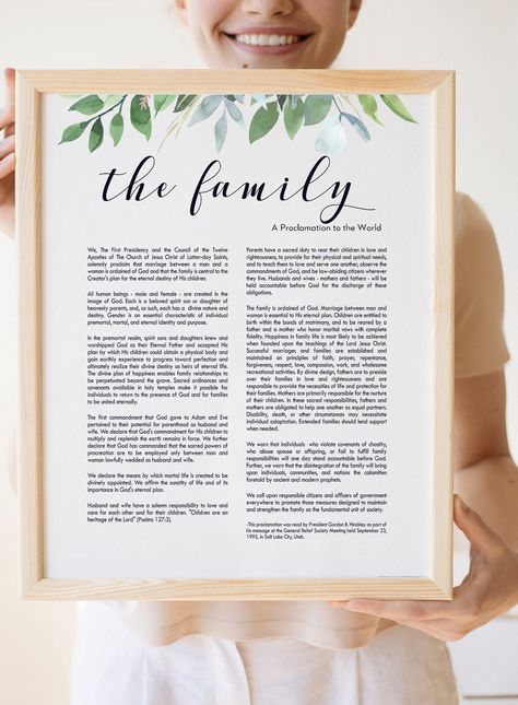 Lds Decor, Family Proclamation, Proclamation To The World, Articles Of Faith, Engineer Prints, Watercolor Greenery, Latter Day Saints, Family Living, The Family