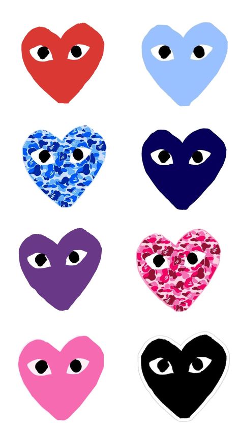 Snap Stickers Heart, Insta Heart Stickers, Cute Snap Stickers, Snapchat Stickers Aesthetic, Cdg Heart Wallpaper, Cdg Wallpaper, Cdg Heart, Heart With Eyes, Snap Stickers