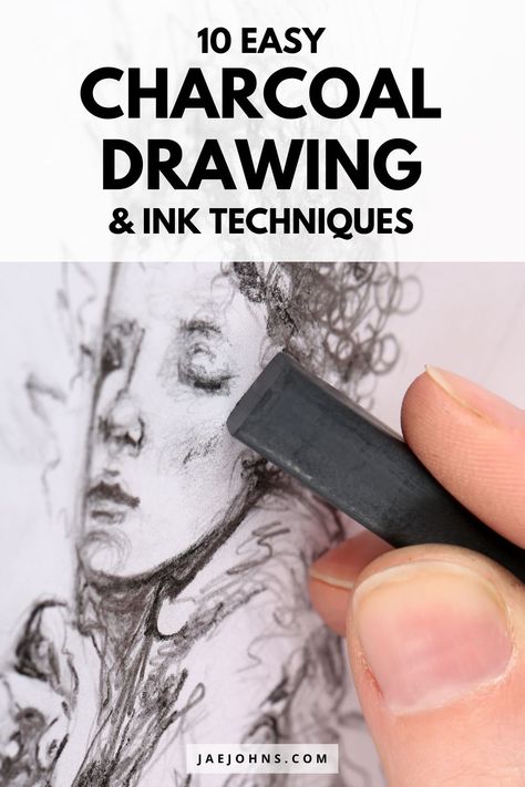 Charcoal Art Techniques, Charcoal Drawing Techniques, Charcoal Painting For Beginners, How To Draw With Charcoal For Beginners, Ink And Charcoal Drawing, How To Draw With Charcoal, Easy Charcoal Drawing For Beginners, Charcoal Art For Beginners, Charcoal For Beginners