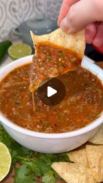 Claire on Instagram: "Homemade restaurant style salsa recipe ❤️‍🔥 Promise you’ll char the ingredients first though, okay? 

Here’s how to make it:

Olive oil
4 tomatoes
2 tomatillos
1/2 onion, cut in half
2 jalapeños
1 serrano
Salt and pepper, to taste
1 tsp chicken bouillon, to taste
Juice from 1 lime, to taste
3 cloves garlic, to taste
Handful of cilantro

1. In a large skillet, heat about 1-2 tbsp olive oil over medium/high heat. Once hot, add in your tomatoes, tomatillos, onion, jalapeno, and serrano. You can also add in your garlic at this step as well (leave the peel on).

2. Char for about 10-15 minutes, flipping occassionally so they get charred on all sides. More color equals more flavor.

3. Add the charred ingredients directly to a blender (remove garlic peel if charred in step Homemade Restaurant Style Salsa, Chia Tea Latte Recipe, Restaurant Style Salsa Recipe, Salt Pepper Chicken, Make Salsa, Easy Salsa Recipe, Restaurant Style Salsa, Salsa Sauce, Chicken Bouillon