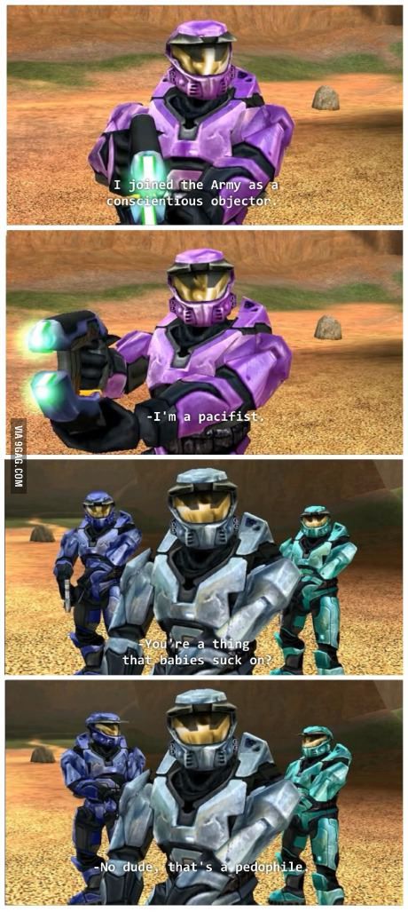 Omg. Tbt to halo days<3 John 117, Funny Gaming Memes, Red Vs Blue, Daily Funny, Cartoon Crossovers, Gaming Memes, Art Memes, Good Jokes, Really Funny Memes