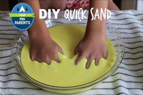 "Look out! Don't get stuck in this goopy quicksand!" Your kids can have a blast trekking their toys through the danger zone w/ this DIY quicksand from #CampPBSParents How To Make Oobleck, Quick Sand, Best Kids Watches, Childrens Crafts, Craft Activities For Kids, Science For Kids, Arts And Crafts For Kids, Crafts To Do, Summer Kids