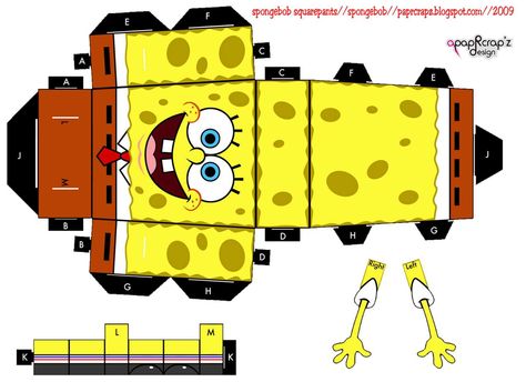 Spongebob Squarepants: Spongebob Papercraft, Spongebob Crafts, Pola Jaring, Printable Paper Toys Templates, Paper Toy Printable, Paper Cube, Spongebob Birthday Party, Printable Toys, Spongebob Party