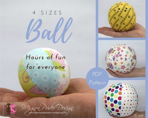 Fabric Ball Sewing Pattern - 4 sizes ~ Children's Soft Toy Ball Sewing Pattern, Travel Sewing Kit, Fabric Balls, Fabric Origami, Travel Sewing, Bunny Soft Toy, Scrap Busters, Ornament Tutorial, Sewing Toys