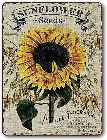 Amazon.com : Vintage METAL Seed Signs Country Laundry Room, Country Laundry, Country Laundry Rooms, Kitchen Country, Wall Nails, Metal Printing, Vintage Sunflower, Wall Decor Metal, Sign Materials