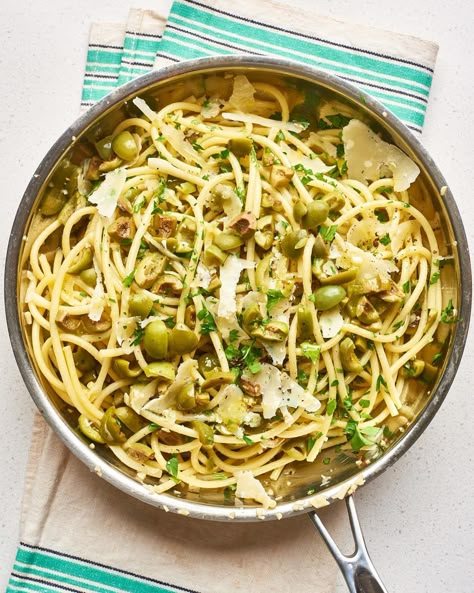 Green Olive Pasta Recipe, Recipes With Green Olives, Olive Pasta Recipes, Green Olive Pasta, Traditional Deviled Eggs, Pasta Recipe Easy, Olive Pasta, Salad Cheese, Recipe For Pasta