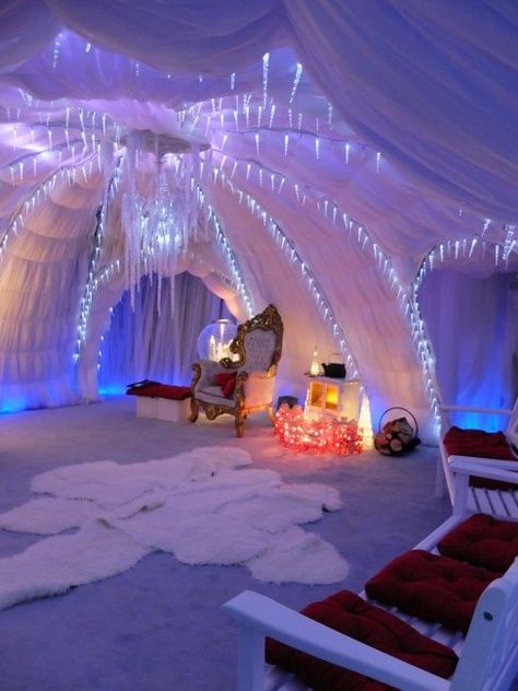 Arctic Decorations, Christmas Grotto Ideas, Operation Arctic Vbs, Arctic Vbs, Grotto Ideas, Winter Wonderland-party, Christmas Grotto, Christmas Fair Ideas, Ice Hotel