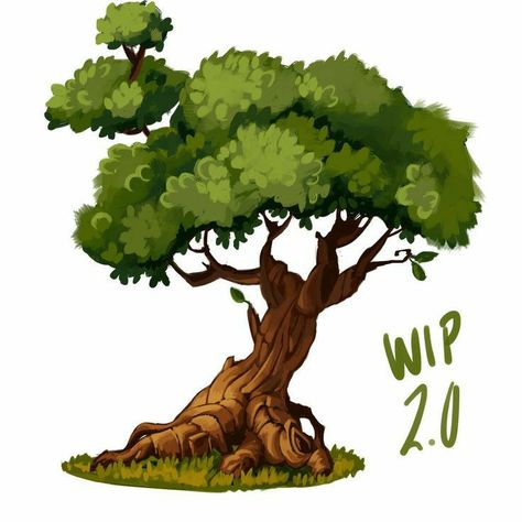 Tree Concept Art, Stylized Tree, Cartoon Trees, Art Tree, Deviant Art, Tree Illustration, Digital Painting Tutorials, Tree Drawing, Landscape Illustration