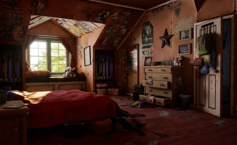 ArtStation - The Bedroom, Last of Us fan art, Jacob Claussen Space Room, Pretty Room, Last Of Us, Unreal Engine, The Bedroom, Room Ideas Bedroom, Pretty House, Room Aesthetic, Dream Bedroom