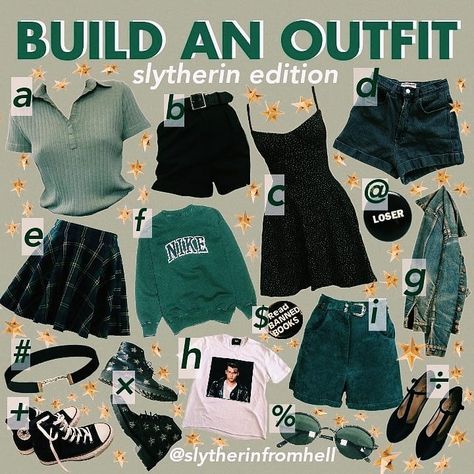 Build An Outfit, Slytherin Clothes, Slytherin Outfit, Slytherin Fashion, Stile Harry Potter, Hogwarts Outfits, Slytherin Pride, Harry Potter Style, Slytherin Aesthetic