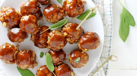 Wow your brunch guests with savory-sweet breakfast meatballs. Meatball Glaze, Brunch Meat, Breakfast Meatballs, Pancake Casserole, Maple Glazed Ham, Maple Sausage, Ham Balls, Best Meatballs, Meatball Recipes Easy