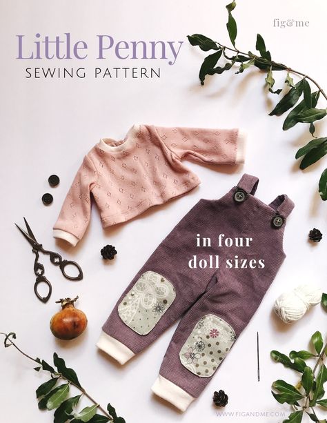 Little Penny Sewing Pattern, for your making hands. Pattern Overalls, Diy Doll Clothes, Waldorf Dolls Clothes, Baby Doll Clothes Patterns, Dolls Clothes Diy, Sewing Doll Clothes, Doll Dress Patterns, Clothing Patterns Free, Clothes Sewing