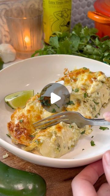 Claire on Instagram: "Easy Salsa Verde Chicken Enchiladas🤩

I love red enchiladas, don’t get me wrong, but there’s something about a creamy green enchilada that has my heart. Let me know if you make these!

Full recipe:

1/2 tbsp Butter
1 tbsp @getgraza Sizzle
1/2 cup yellow onion, diced
1 jalapeño, diced (remove seeds for less spice)
4-5 cloves garlic, grated
Salt and pepper, to taste
Cumin, to taste
3.5-4 cups salsa verde, to taste (I use @lavictoriabrand medium)
1 cup sour cream
1/4 cup cilantro, chopped
Juice from 1 lime, to taste
1 rotisserie chicken, shredded
4 oz Monterrey jack cheese, freshly shredded
4 oz white cheddar cheese, freshly shredded
8 flour tortillas (can sub corn)
1-2 avocados, cubed (optional)

Garnish: Sour cream, lime wedge, cilantro

1. Preheat oven to 350F
2. In Easy Chicken Enchiladas Cream Of Chicken Soup, Salsa Uses, Herdez Salsa Verde Recipes Chicken, What To Serve With Enchiladas Dinners, Creamy Salsa Verde Chicken Enchiladas, Chicken Salsa Verde Enchiladas, Green Enchiladas Chicken Casseroles, Recipes With Jalapeños, Green Chili Chicken Enchiladas Easy