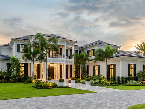 Fort Charles | Kukk Architecture & Design, P.A. Naples Florida Naples Architecture, Beach House Mansion, Florida Homes Exterior, Florida Style Homes, Florida Architecture, Surrey House, Florida Mansion, Florida Beach House, Transitional Exterior