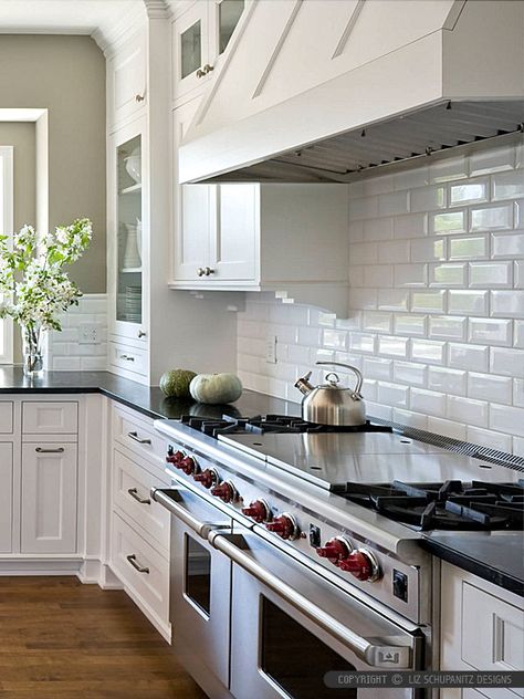 3×6 Subway Ceramic Bevel Tile Beveled Subway Tile Kitchen, Subway Tile Kitchen Backsplash, White Subway Tiles Kitchen Backsplash, White Beveled Subway Tile, White Subway Tile Kitchen, Backsplash With Dark Cabinets, Tile Kitchen Backsplash, Beveled Subway Tile, Farmhouse Kitchen Backsplash