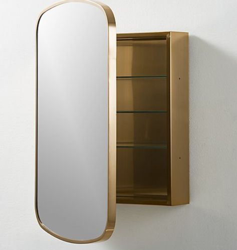 Perfect medicine cabinet for gold accents in a smaller bathroom, Cabinet Mirror Bathroom, Bathroom Cabinet Mirror Ideas, Bathroom Mirror With Cabinet, Smaller Bathroom Ideas, Mirror With Storage Bathroom, Modern Bathroom Medicine Cabinet, Cabinet Mirror, Glass Cabinet Bathroom, Mirrored Medicine Cabinet