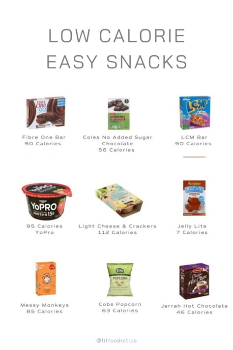 Low Calorie Sweet Snacks, Healthy Low Calorie Dinner, Healthy Low Calorie Snacks, Food Calories List, Low Cal Snacks, Food Calorie Chart, Calorie Chart, Low Calorie Lunches, Snacks Under 100 Calories