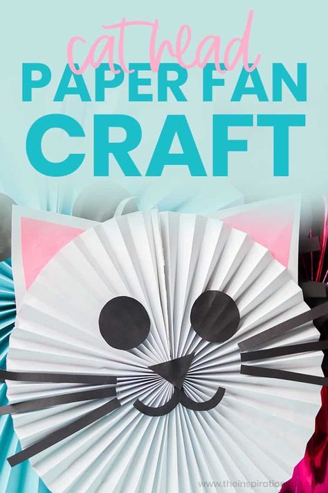 Cat Head Paper Fan Craft · The Inspiration Edit Cat Crafts For Toddlers, Cute Cat Crafts, Paper Fan Craft, Halloween Cat Crafts, Cats Crafts, Cat Party Decorations, Fan Craft, Cat Themed Parties, Cat Themed Birthday Party