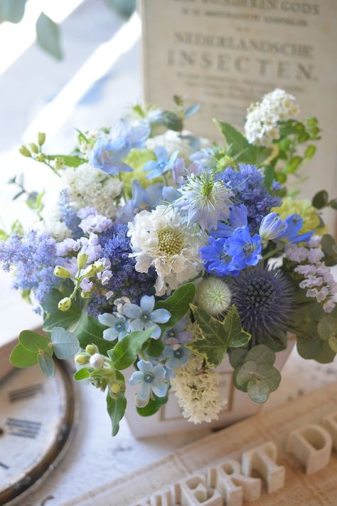 Blue Arrangements Flower, Light Purple Wedding, Blue Flower Arrangements, Blue And Green Flowers, Pink Flower Arrangements, White Flower Arrangements, Beautiful Bouquet Of Flowers, Bride Bouquets, Beautiful Bouquet