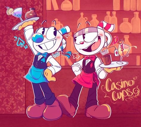 Casino Cuphead, Cuphead Comic, Casino Cups, Cute Drawlings, Cuphead Game, Cup Head, Oswald The Lucky Rabbit, Deal With The Devil, Felix The Cats