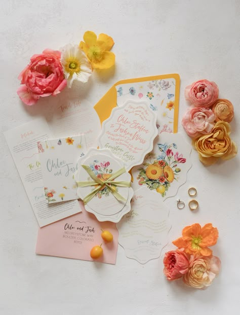 Whimsical Floral Wedding, Pastel Wedding Theme, Colorful Wedding Invitations, Summer Wedding Invitations, Spring Wedding Invitations, Wedding Petals, Aspen Trees, Garden Party Wedding, Pastel Wedding