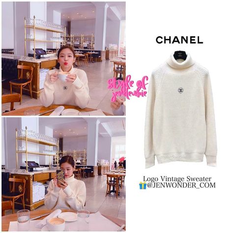 Jennie X Chanel Chanel Sweater, Jennie Chanel, Chanel Logo, Vintage Logo, Vintage Sweaters, Chanel, ? Logo