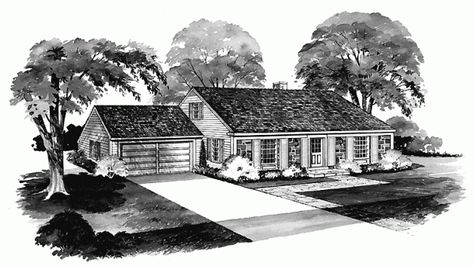 Front Colonial Cape Cod, Cape Cod House Plans, Colonial Style House Plans, Colonial House Plans, Narrow Lot House Plans, Porch House Plans, Vintage House Plans, Ranch Style House Plans, Southern House Plans