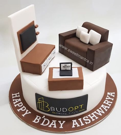 Customized living room designer cake for an Interior Designers birthday by Sweet Mantra - Customized 3D cakes Designer Wedding/Engagement cakes in Pune - http://cakesdecor.com/cakes/332940-customized-living-room-designer-cake-for-an-interior-designers-birthday Lawyer Cake, Architecture Cake, Housewarming Cake, How To Make Sofa, Cake Designs For Boy, Designer Cake, Room Designer, Garden Cakes, Funny Birthday Cakes