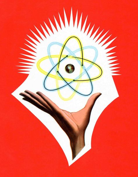 https://flic.kr/p/7s3EWX | ... hand and atom | article in 'Ultra-Swank' --- www.ultraswank.net/science/our-friend-the-atom-%E2%80%93-... Atomic Age Design, Atomic Space Age, Atomic Era, Nuclear Energy, Atomic Age, Retro Futuristic, Retro Futurism, Sci Fi Art, Space Age