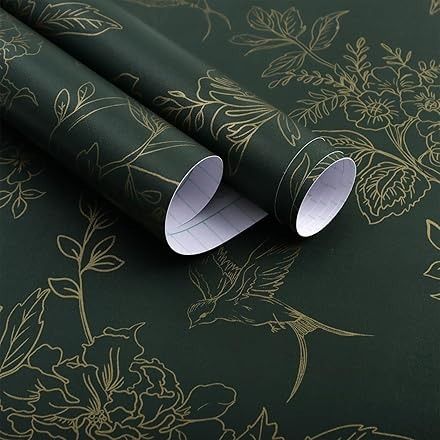 Amazon.com Shopping Cart Dark Green Floral Wallpaper, Realistic Bedroom, Boho Peel And Stick Wallpaper, Gold And Dark Green, Dark Green Vintage, Green Floral Wallpaper, Vintage Floral Wallpaper, Wallpaper Gold, Frosted Window Film