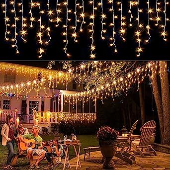 Icicle Lights Outdoor, Warm White Christmas, Patio Party Decorations, Fairy Light Curtain, Led Icicle Lights, Holiday Wedding Decor, Couples Date Night, Icicle Christmas Lights, Christmas Lights Outdoor