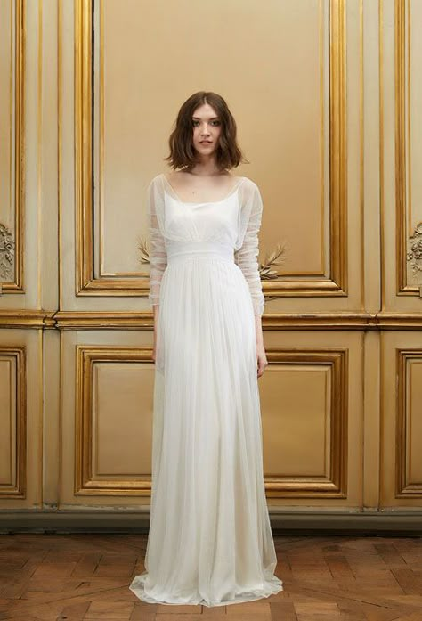 Wedding Dress Designer: Delphine Manivet | Woman Getting Married Sally Dress, Edwardian Wedding, Lovely Wedding Dress, Chic Brides, French Wedding, Long Sleeve Wedding, Wedding Dress Sleeves, Bride Style, Designer Wedding