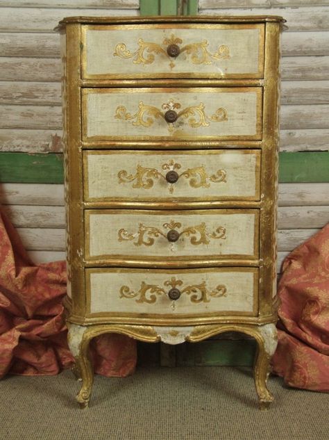 Florentine Furniture, Florentine Decor, Venetian Furniture, Gold Dresser, Table Vanity, Repurposed Decor, Classic Furniture Design, Upscale Furniture, Furniture Dimensions