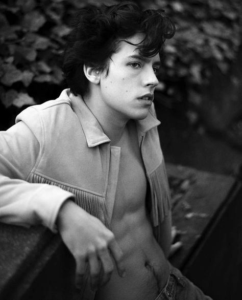 Cole Sprouse, A Man, Black And White, White, Black