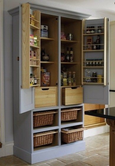 Desain Pantry Dapur, Kitchen Standing Cabinet, Pantry Cabinet Free Standing, Free Standing Kitchen Pantry, Free Standing Kitchen Cabinets, Kitchen Cupboard Organization, Desain Pantry, Pantry Cupboard, Kabinet Dapur