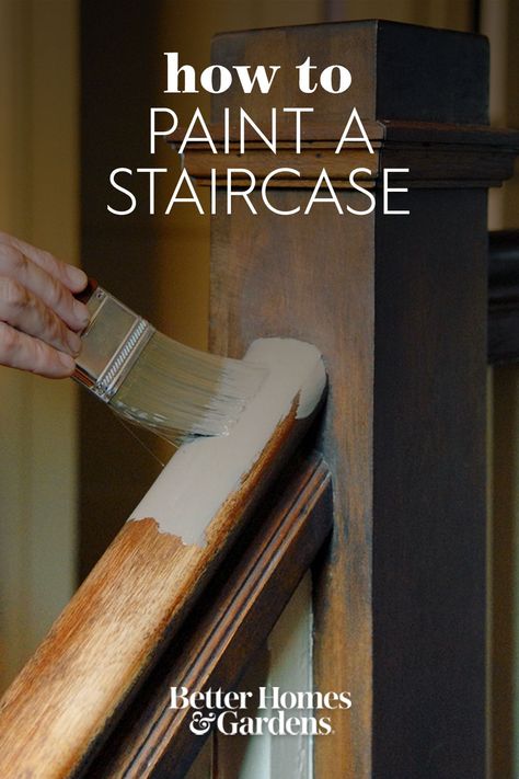 Painted Staircase Railing, Refinish Staircase, Painting Wooden Stairs, Staircase Banister Ideas, Stained Staircase, Painted Wood Stairs, Stairs Decor Ideas, Paint Stairs, Painted Stair Railings