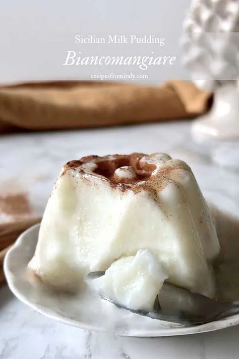 Egg White Dessert Recipes, Italian Pudding, Almond Milk Pudding, White Pudding, Milk Pudding Recipe, Recipes From Italy, Candied Lemon Peel, Milk Pudding, Bread Puddings