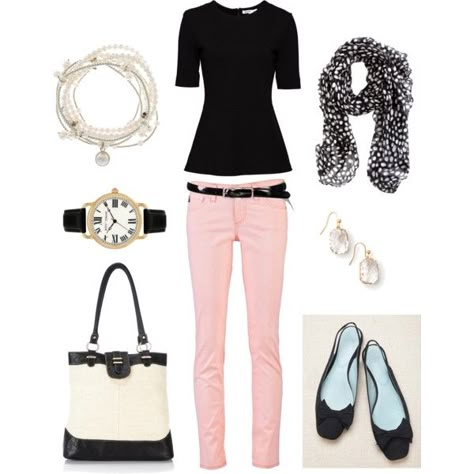 Cute! Perfect for work Pink Pants Outfit, Light Pink Pants, Jeans Rosa, Looks Jeans, Pink Jeans, Pink Pants, Teacher Outfits, Casual Work Outfits, Wear To Work