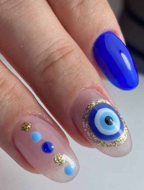 Turkish Evil Eye Nails, Greek Evil Eye Nails, Ojo Turco Nails, Jewish Nails, Turkish Eye Nails, Evil Eye Nail Design, Greek Nails Designs, Evil Eye Nails Design, Evil Eye Nail Art