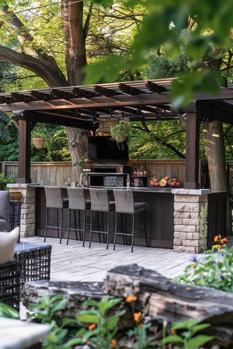 Elevate Your Space with Pergola Bar Ideas! Outdoor Bar Pergola, Pergola Bar Ideas, Pergola Bar, Backyard Grilling Area, Outdoor Bar And Grill, Outdoor Countertop, Bbq House, Backyard Grill, Georgia House