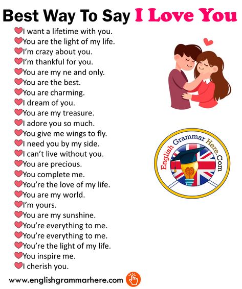 Best Way To Say I Love You in Speaking – English Grammar Here Ways To Say I Love You, English Sign Language, Bahasa Jepun, Sms Language, English Learning Spoken, Conversational English, Learn English Grammar, Interesting English Words, Good Vocabulary Words