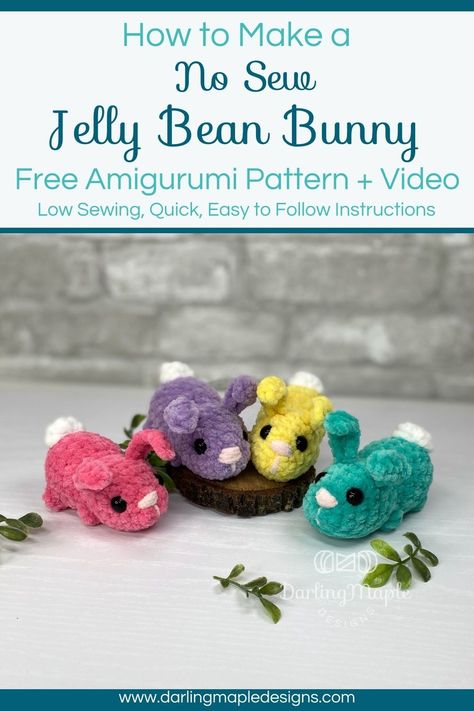 Looking for a fun and quick DIY craft to bring a smile to someone's face? Check out our No-Sew Jelly Bean Bunny crochet pattern and video tutorial at Darling Maple Designs. Perfect for beginners, this adorable bunny is sure to be a hit! Follow us for more easy-to-follow craft ideas! Stuffy Pattern, Crochet Stuffy, Bean Bunny, Knitting Tattoo, Easter Bunny Crochet Pattern, Spindle Crafts, Knitting Sweaters, Knitted Scarves, Easy Crochet Animals