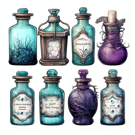 Magic Bedroom, Potion Labels, Potion Bottles, Potion Bottle, Clip Art, Purple, Bedroom, Color, Design