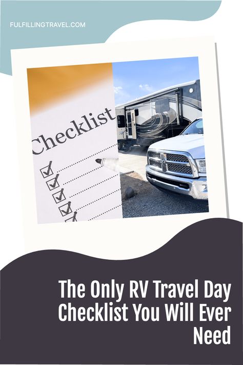 Ready to hit the road, but feeling overwhelmed? 😫 Don't worry! 😅 Check out our fun and stress-free guide, 'The Only RV Travel Day Checklist You Will Ever Need'! 🚐💖 It's got you covered - from packing your RV to hitting the road, it's everything you need to make your travel days hassle-free. ✌️🎉 Day Checklist, Travel Bathroom, Rv Adventure, Travel Inspiration Destinations, Home Internet, Water Hose, Rv Travel, Safe Travel, Big Adventure